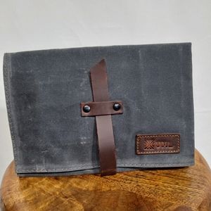 VML Grey Waxed Canvas And Leather Folding Valet Bag